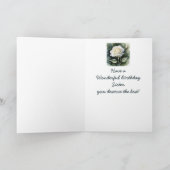 ヴィンテージ白バラ花シスター誕生日 カード (内部)