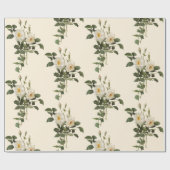 ヴィンテージ白バラ花包み紙 ラッピングペーパー (フラット)