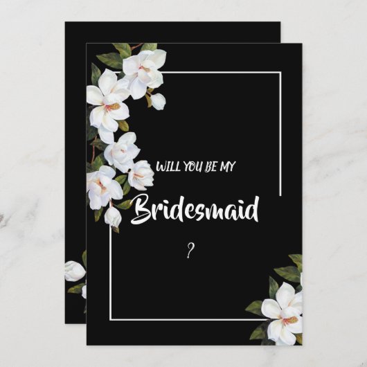 ヴィンテージ白バラ花嫁 招待状 (正面/裏面)