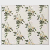 ヴィンテージ白バラ花花柄 ラッピングペーパー (フラット)