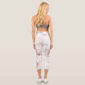 ヴィンテージ白ピンクさくらんぼ花スケッチ ミニマル カプリレギンス (裏面)