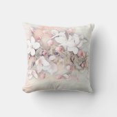ヴィンテージ白ピンクさくらんぼ花スケッチ ミニマル クッション (正面)