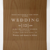 ヴィンテージ白フローラフレーム、イニシャルウッド結婚ズ 三つ折り招待状 (内部中)