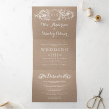 ヴィンテージ白フローラフレーム、イニシャル結婚kraft