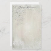 ヴィンテージ白フローラ文房具 便箋 (正面/裏面)