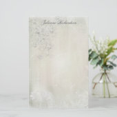 ヴィンテージ白フローラ文房具 便箋 (スタンド正面)