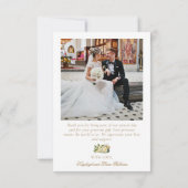 ヴィンテージ白フローラ結婚カトリック写真 サンキューカード (裏面)