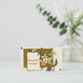 ヴィンテージ白ブルーベリーカスタム花フローラ 名刺 (スタンド正面)