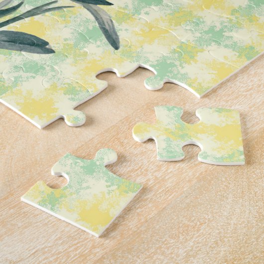 ヴィンテージ白ポピーの花アート ジグソーパズル (側面)