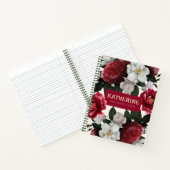 ヴィンテージ白マルーンバラ牡丹フローラ ノートブック (内部)