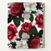 ヴィンテージ白マルーンバラ牡丹フローラ ノートブック (裏面)