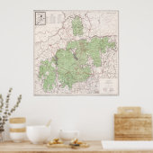 ヴィンテージ白山国家森林地図(1863) ポスター (キッチン)