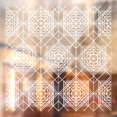 ヴィンテージ白抽象芸術線形パターン ウィンドウサイン (シート2)