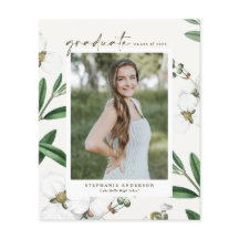 ヴィンテージ白植物卒業招待状