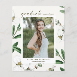 ヴィンテージ白植物卒業招待状
