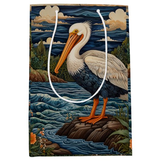 ヴィンテージ白海鳥 ミディアムペーパーバッグ (正面)