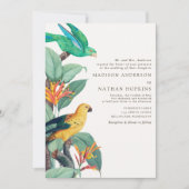 ヴィンテージ白熱帯鳥結婚式招待状 招待状 (正面)