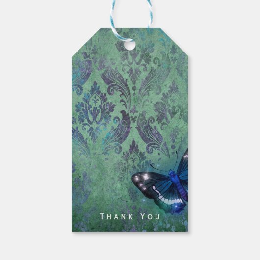 ヴィンテージ白熱［赤熱］光を放つ蝶フェアリー赤ちゃんシャワー ギフトタグ (裏面)