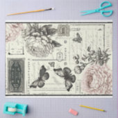 ヴィンテージ白牡丹と蝶 薄葉紙 (クラフト)