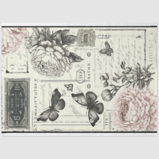 ヴィンテージ白牡丹と蝶 薄葉紙