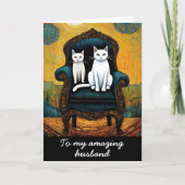 ヴィンテージ白猫カップル夫婦周年記念 カード (正面)