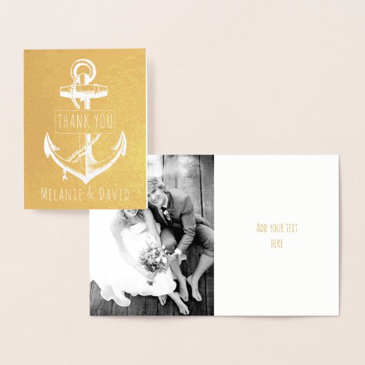 ヴィンテージ白航海のいかり結婚金ゴールド 箔カード (ディスプレー)