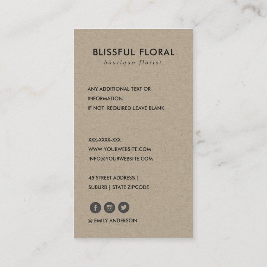 ヴィンテージ白色赤面ピンクブルゴーニュプロテアフローラ 名刺 (裏面)