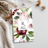 ヴィンテージ白色赤面ピンクブルゴーニュプロテアフローラ 名刺