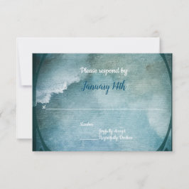 ヴィンテージ白花曇り空ロマンチック結婚ズ 出欠カード