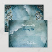 ヴィンテージ白花曇り空ロマンチック結婚ズ 出欠カード (正面/裏面)