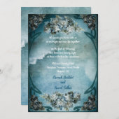 ヴィンテージ白花曇り空ロマンチック結婚ズ 招待状 (正面/裏面)