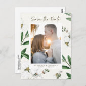 ヴィンテージ白花植物写真保存日 ポストカード (正面/裏面)