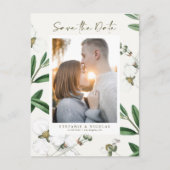 ヴィンテージ白花植物写真保存日 ポストカード (正面)