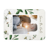 ヴィンテージ白花植物写真保存日 マグネット (横)