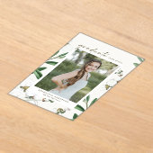 ヴィンテージ白花植物写真卒業 アクリル招待状 (レイダウン)