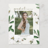 ヴィンテージ白花植物写真卒業 案内ポストカード (正面)