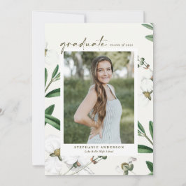 ヴィンテージ白花植物写真卒業 案内状