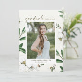 ヴィンテージ白花植物写真卒業 案内状 (スタンド正面)