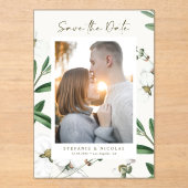 ヴィンテージ白花植物写真 アクリル招待状 (正面)