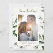 ヴィンテージ白花植物写真 セーブザデート (正面)