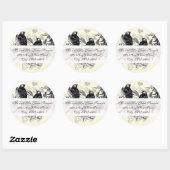 ヴィンテージ白花結婚差出人住所 ラウンドシール (シート)