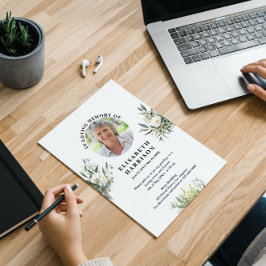 ヴィンテージ白花葬儀招待状 招待状