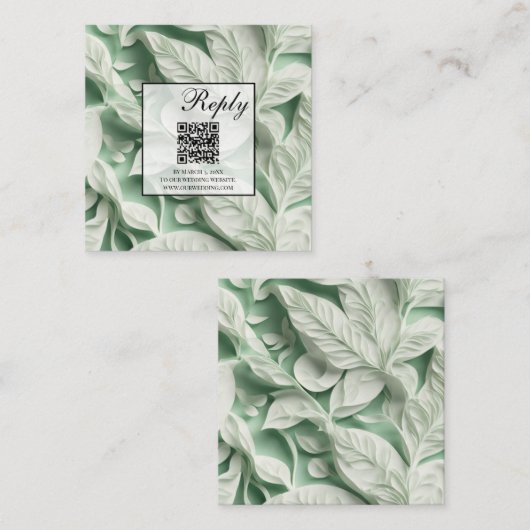 ヴィンテージ白葉緑植物学QRコード エンクロージャーカード (正面/裏面)