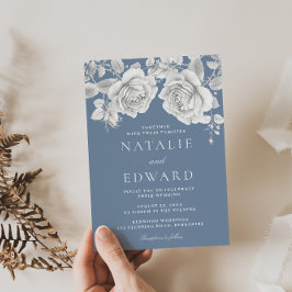 ヴィンテージ白薔薇エレガントウェディング 招待状