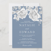 ヴィンテージ白薔薇エレガントウェディング 招待状 (正面)