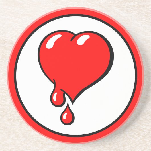 ヴィンテージ白赤出血ハートアー自由主義のト コースター (正面)