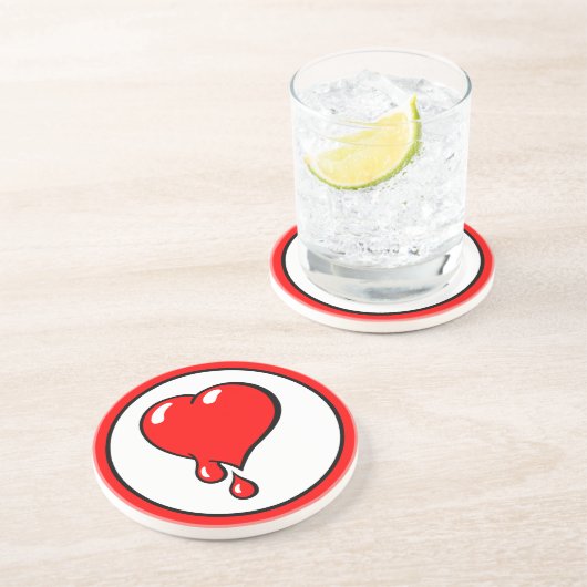 ヴィンテージ白赤出血ハートアー自由主義のト コースター (側面)
