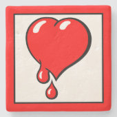 ヴィンテージ白赤出血ハートアー自由主義のト ストーンコースター (正面)