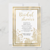 ヴィンテージ白金ゴールドフローラレースブライダルシャワー 招待状 (正面)