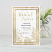 ヴィンテージ白金ゴールドフローラレースブライダルシャワー 招待状 (スタンド正面)